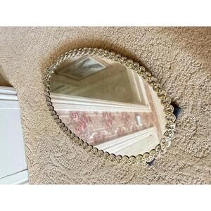 Vintage Oval Vanity Mirror with Ornate Gold Frame